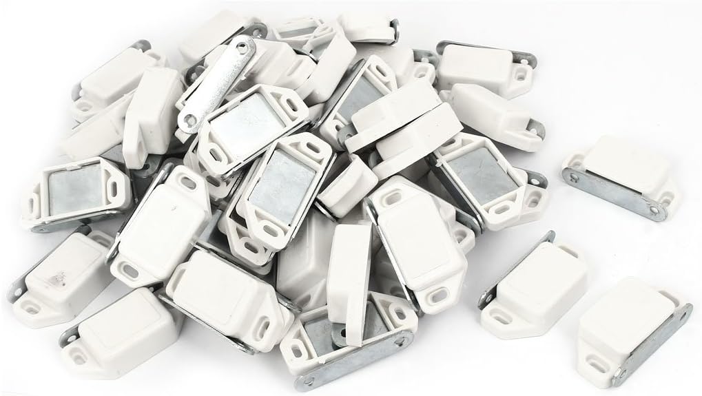 Cupboard Cabinet Plastic Shell Metal Plate Magnetic Latch Catch White 50pcs (293c40afd80d61cabe622b431bf7d55f)