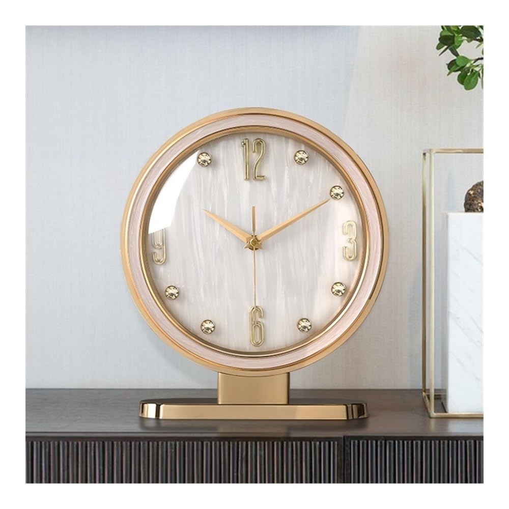 Décorative Horloge de Bureau en Alliage de Cuir, Pendule de Salon, Horloge de Table créative for la Maison, Ornements pour Bureau Chambre Table(Blue)