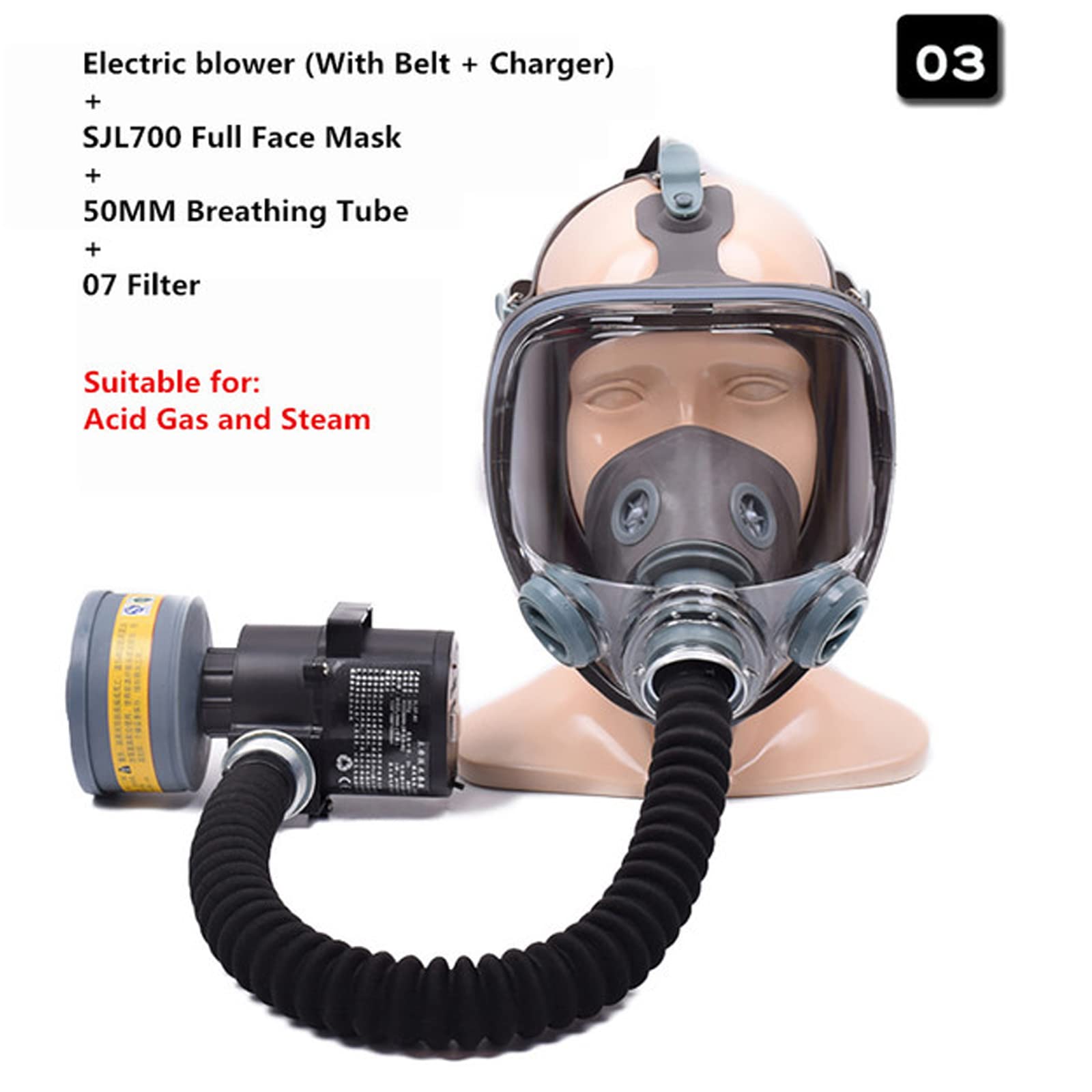 Toplionace Aspiratore elettrico ricaricabile AC 100-240 V, respiratore, maschera a gas integrale ad alta risoluzione, anti-appannamento, SJL700