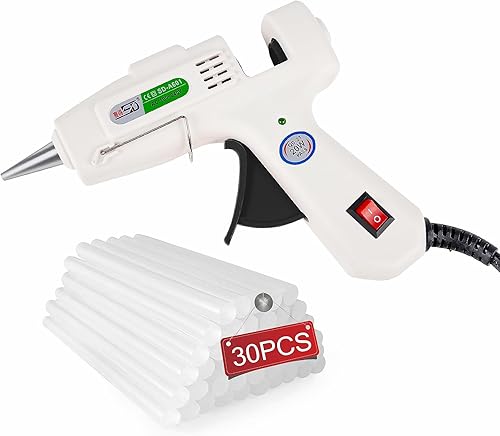 Miniatura 9 de Pistola de pegamento caliente, 30 barras de pegamento caliente, pistola de precalentamiento rápido, mini kit de pistola de pegamento para niños,