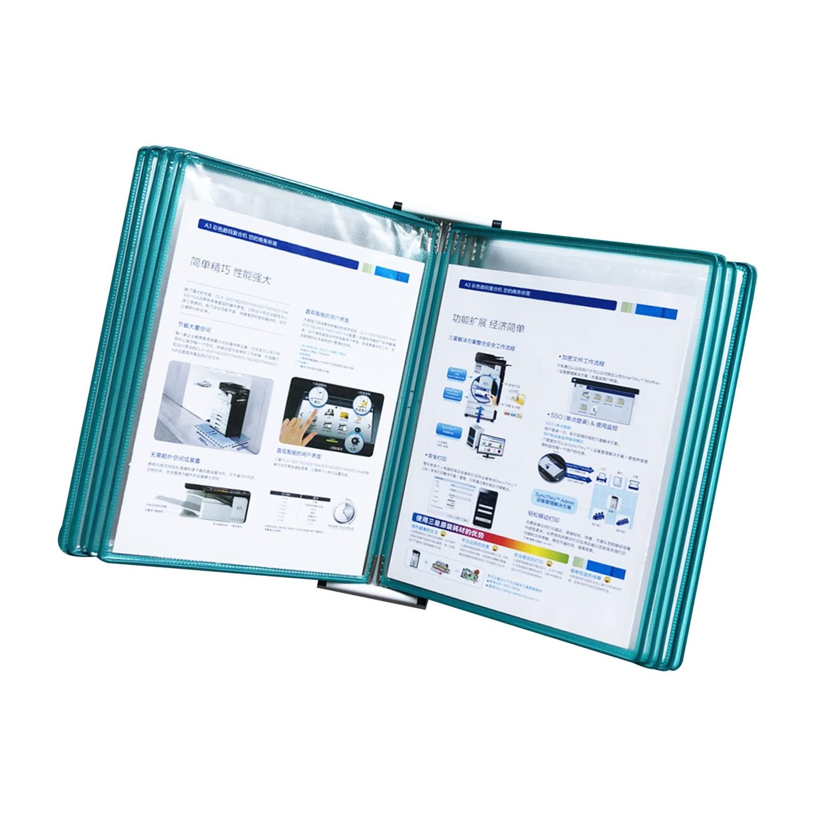 YNIYUJKL Wall Mount Reference Organizer - Catalog Display Rack, 10 Panels Wall Display Board System, A4 Size Wall Lectern, Document Organiser, Consultation And Presentation Docume,Green