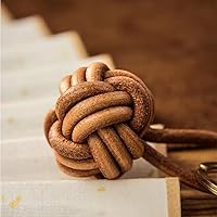 Vista 4 de Leather Tassel KeyChain Hand Woven ball Braided leather rope Fob Charm，Personalized Key Holder Charm Pendant，Brass key ring.