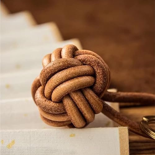 Miniatura 6 de Leather Tassel KeyChain Hand Woven ball Braided leather rope Fob CharmPersonalized Key Holder Charm PendantBrass key ring.