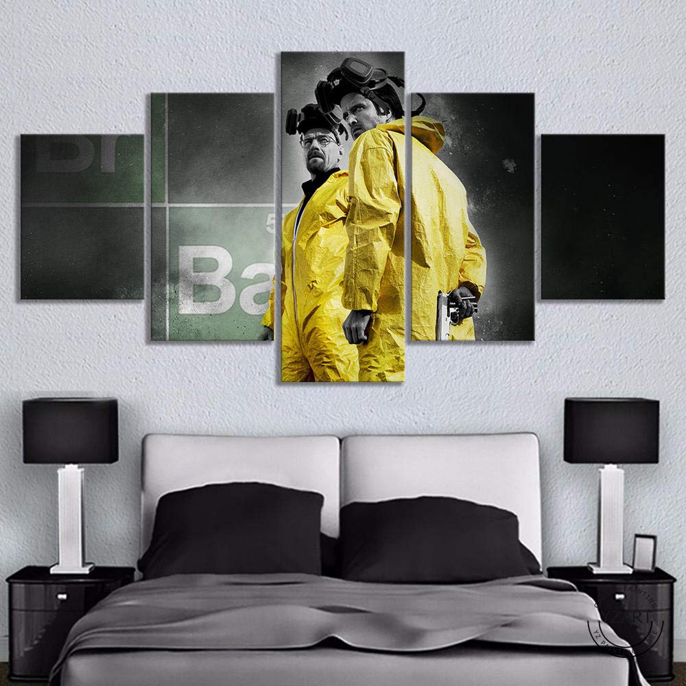 Leinwanddrucke,Modulare Wandkunst Wandaufkleber,5 Teiliges Wandbild,Breaking Bad Staffel 3,Mit Rahmen,Größe:M/B=150Cm,H=80Cm