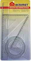 Conjunto para Desenho, Acrimet, 562.0, Régua de 30cm + Transferidor 360° + Esquadro Isósceles 45° de 21cm + Esquadro Escaleno 60° de 21cm, Multicor