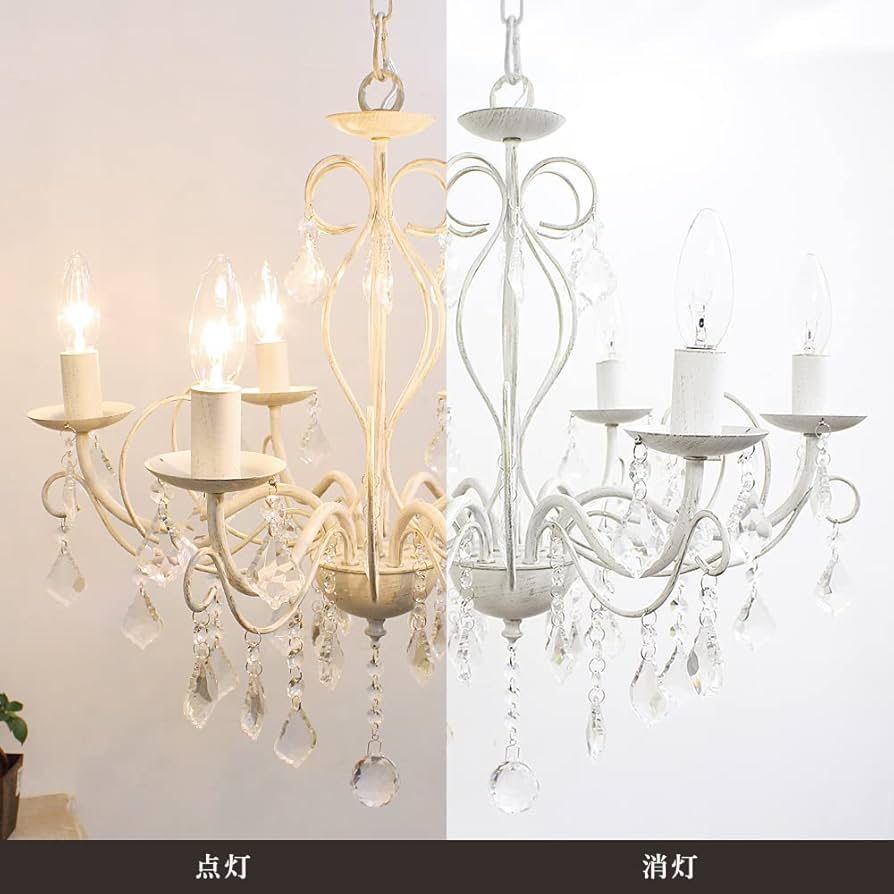 ホワイトシャンデリア 6灯 6灯クリスタルガラスシャンデリア ホワイト系 LED電球対応 天井