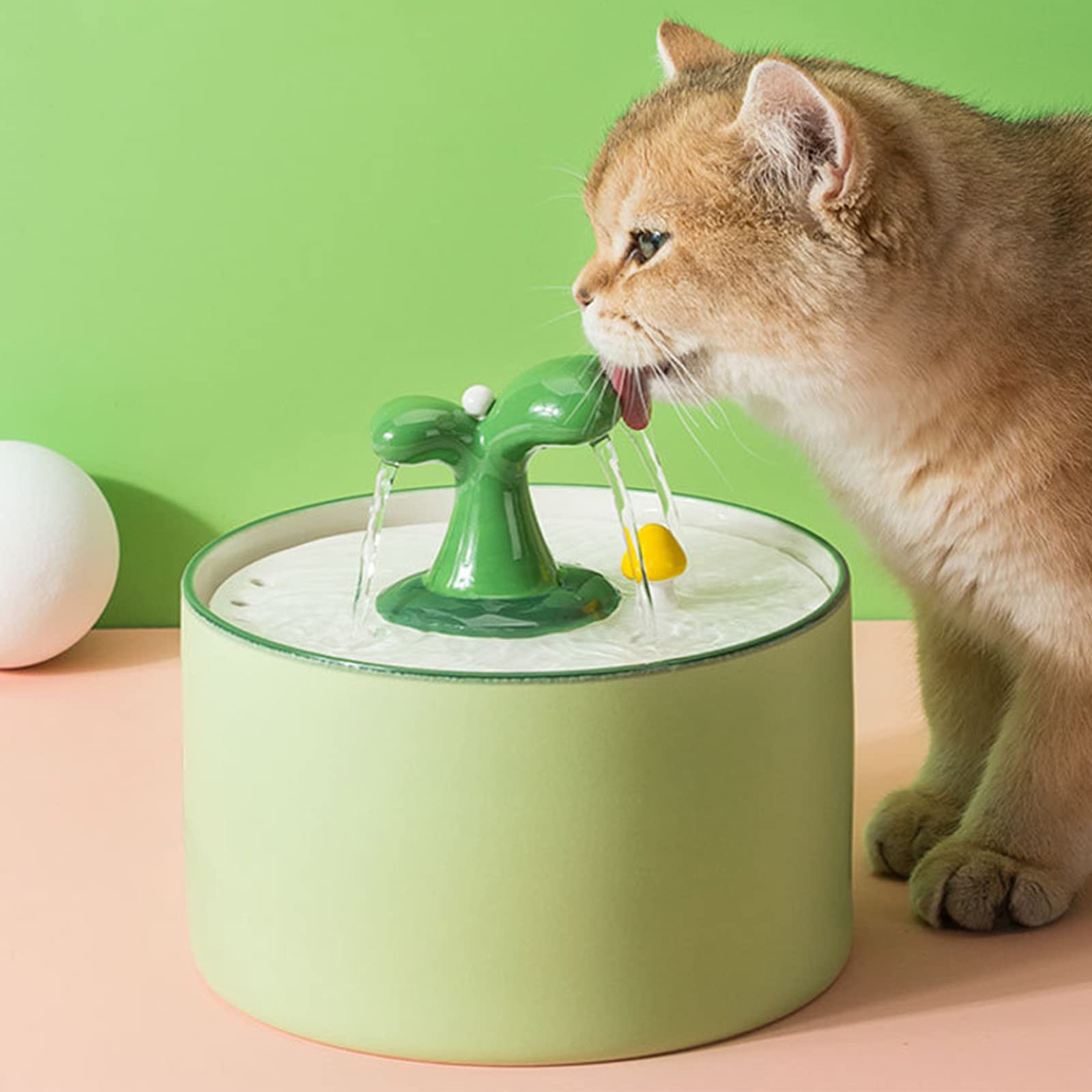 Fontana Ruscello per Animali Domestici in Ceramica, Fontana per Gatti Silenziosa, capacità di 1L/1,5 L d'Acqua,Ciotola con 4 Filtro A Carbone Attivo di Ricambio