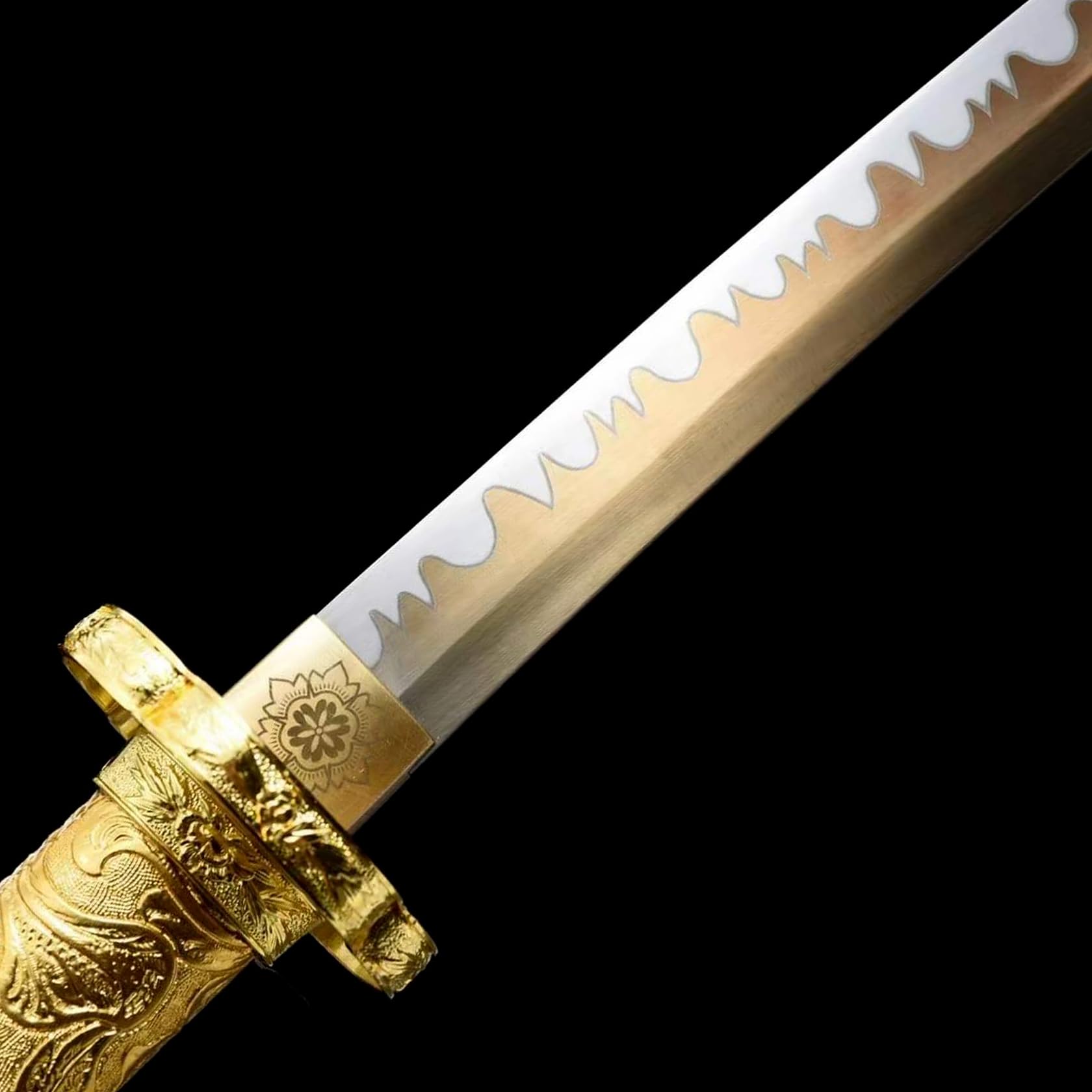 104cm Japanisches Tachi,Federstahl Klinge mit Backvorgang,Goldleder umwickelte Holzscheide,handgefertigt Samurai-Schwert,real Katana für Geschenke,Dekoration,Cosplay,Display,Sammlung,Requisiten