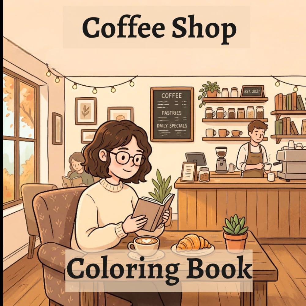coffee shop coloring book: Charming Cafés, Latte Art & Sweet Bakery Moments to Enjoy