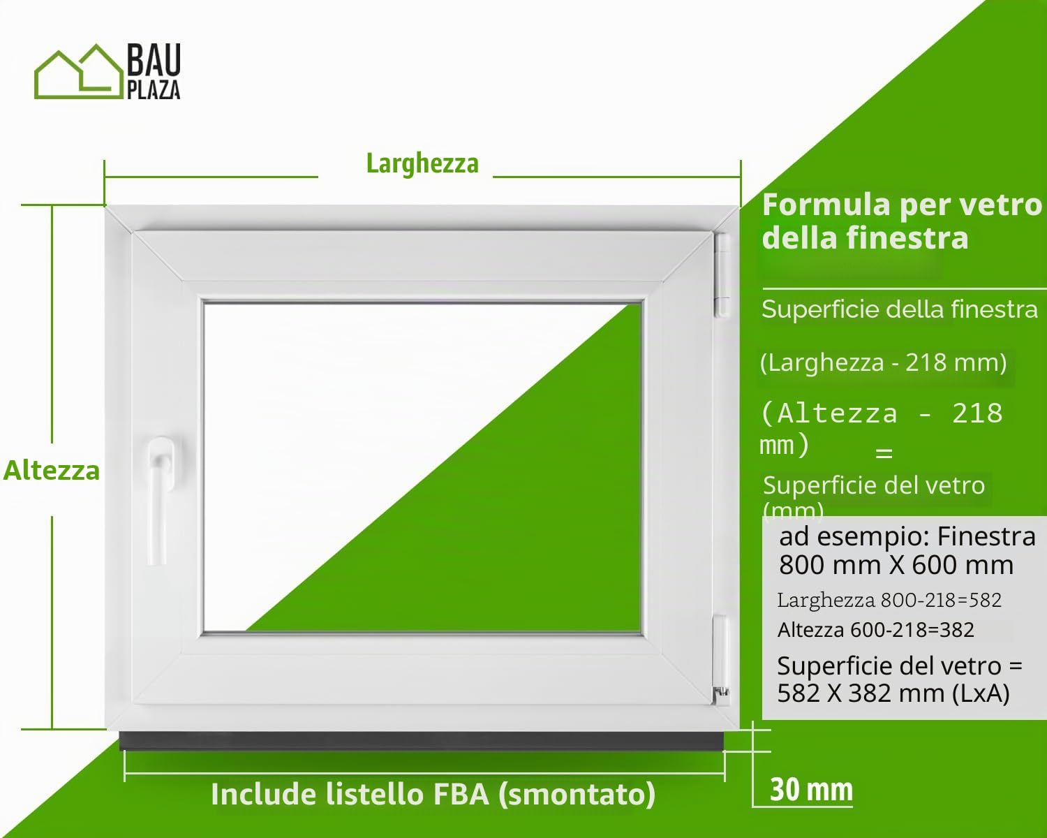 Finestra Serramenti in pvc Bianco - Vetro camera Larghezza x Altezza 50 x 40 cm apertura Destra 500 x 400 mm Funzione Girevole - Ottima scelta