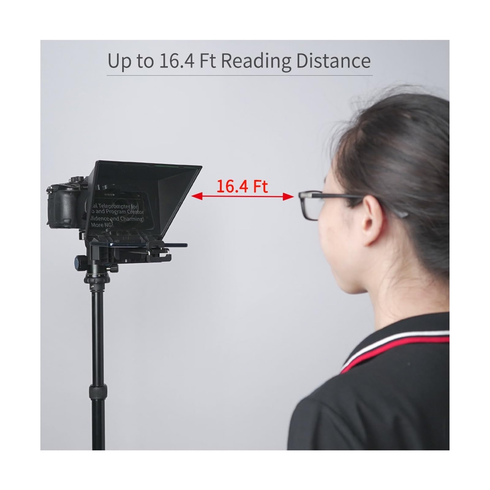 Teleprompter, Mini-Teleprompter 8 Zoll tragbar unterstützt unter 8 Zoll Smartphone-Tablet-Aufforderung Smartphone-Kamera, Online-Lehre Live-Streaming