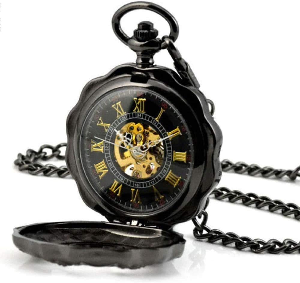 Orologio da Tasca Meccanico in Acciaio Inox Vintage, Orologio da Tasca Meccanico retrò con Catena