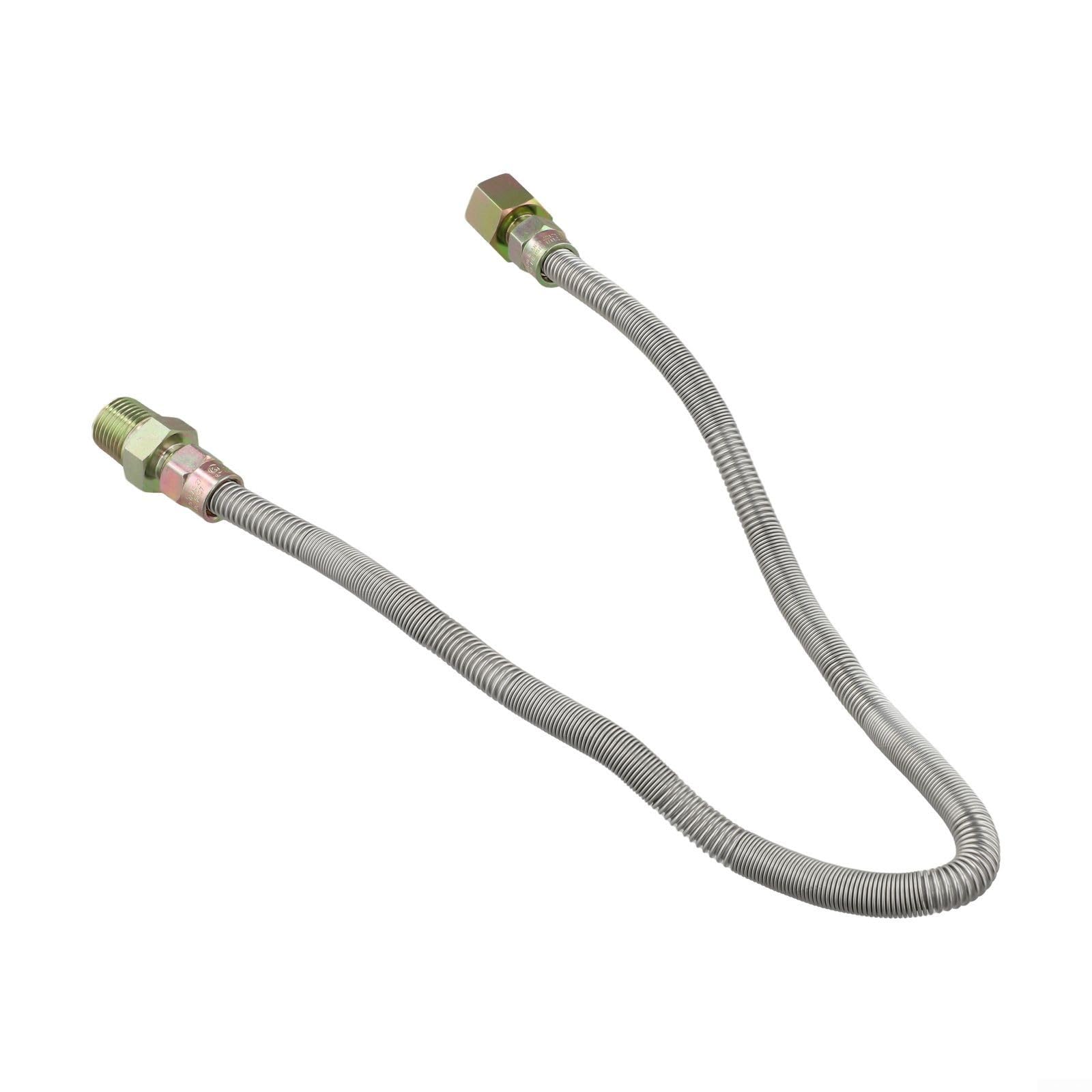 Flexible Gasleitung Propangasschlauch Edelstahl 304 Pfeiffreies Design Für Außen Innen Heizung Feuerstellen Kamine Silber 30 Zoll 3/8 Zoll UV-Schutz Für Gasgeräte Anwendungen