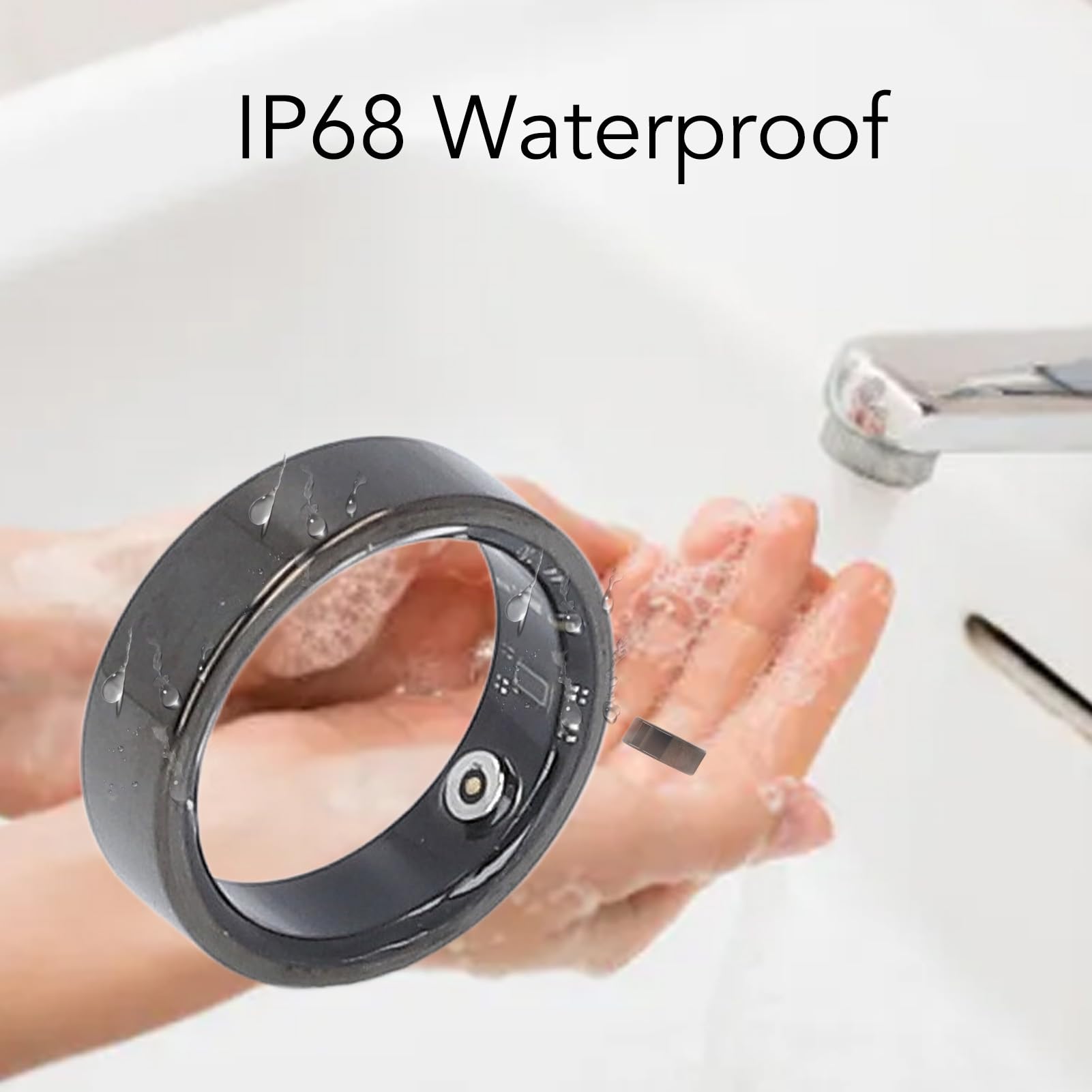 Anello Intelligente per Uomini e Donne, Fitness Tracker Impermeabile IP68, Monitoraggio dei Passi di Salute del Sonno, Anelli Intelligenti per lo Sport (22,3 mm/0,88 pollici)