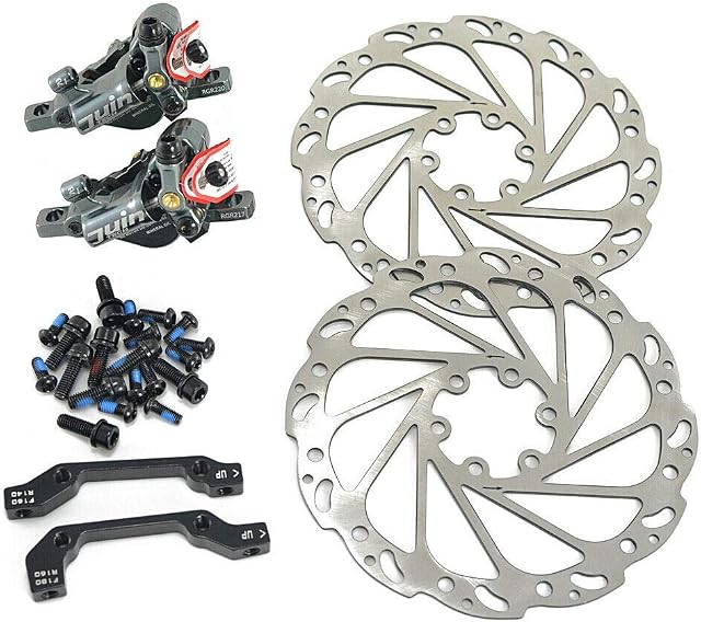 Juin Tech R1 Hydraulic Road CX Disc Brake set 160mm with Rotor, Front and Rear, Gray, JT1905