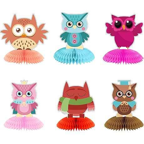 3D Owl Party Decorations, Owl Birthday Party Favors Kit, 5-Count Owl Honeycomb...