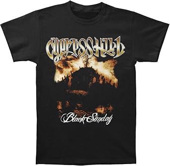 Cypress Hill Mens Black Sunday Album Cover Slim-Fit T-Shirt | صناعة التحكم المرخصة البضائع