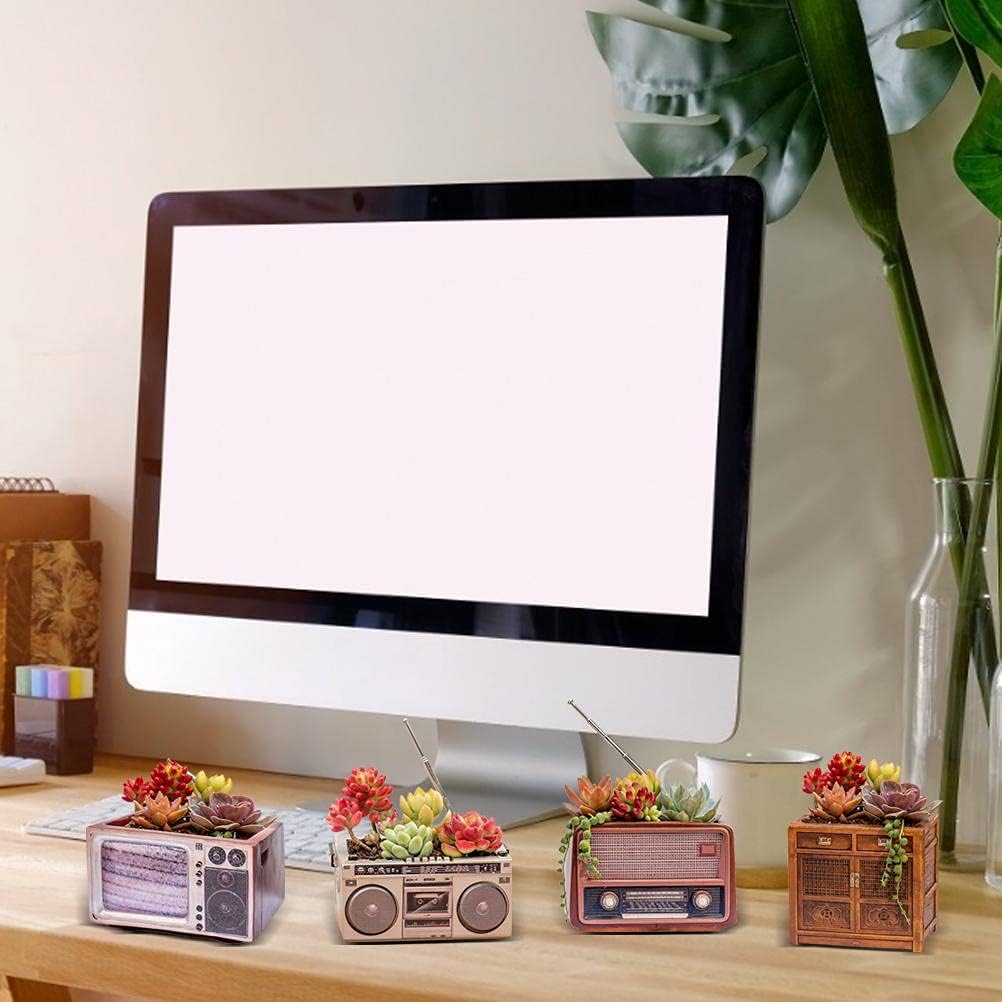 Hztyyier Retro Planter Pots, Cute Flower Planters Decorations, Radio Shaped Pots for Home Decor Indoor Outdoor (Recorder Flower Pot)