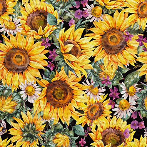 HEKO PANELS Tela Para Tapizar Impermeable Por Metro Telas Tintada Para Sofas Gruesa Resistente Al Desgaste Antimanchas Sillas Loneta Estampada Girasoles 1 Metro 155 x 100 cm