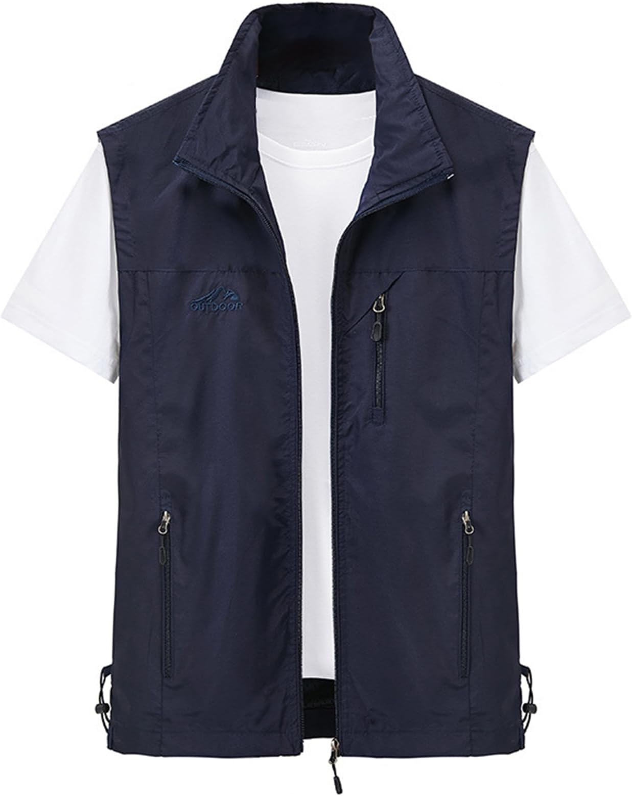 Men's Lightweight Softshell Sleeveless Golf Vest with Zipper Pockets for Travel Hiking Fishing Safari Outwear