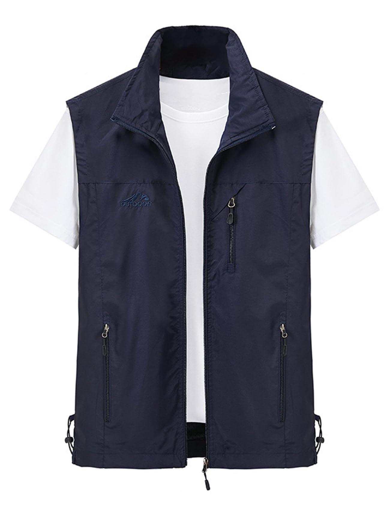 Gihuo Men's Lightweight Softshell Sleeveless Golf Vest with Zipper Pockets for Travel Hiking Fishing Safari Outwear