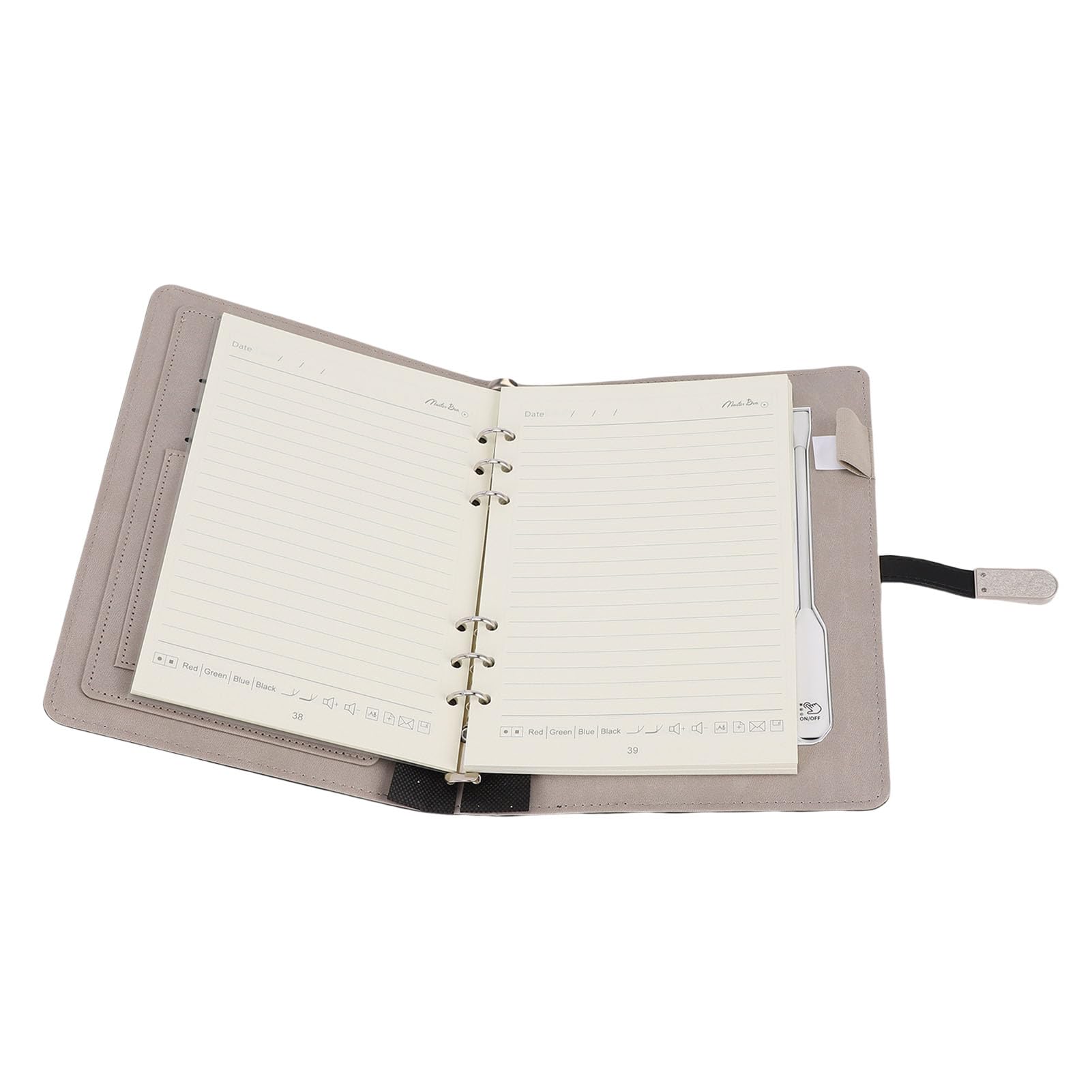 CHICIRIS Kabelloses Lade-Notizbuch mit 8000-mAh-Powerbank, 160-seitigem PU-Leder-Tagebuch, A5-Ordner für Geschäftsreisen