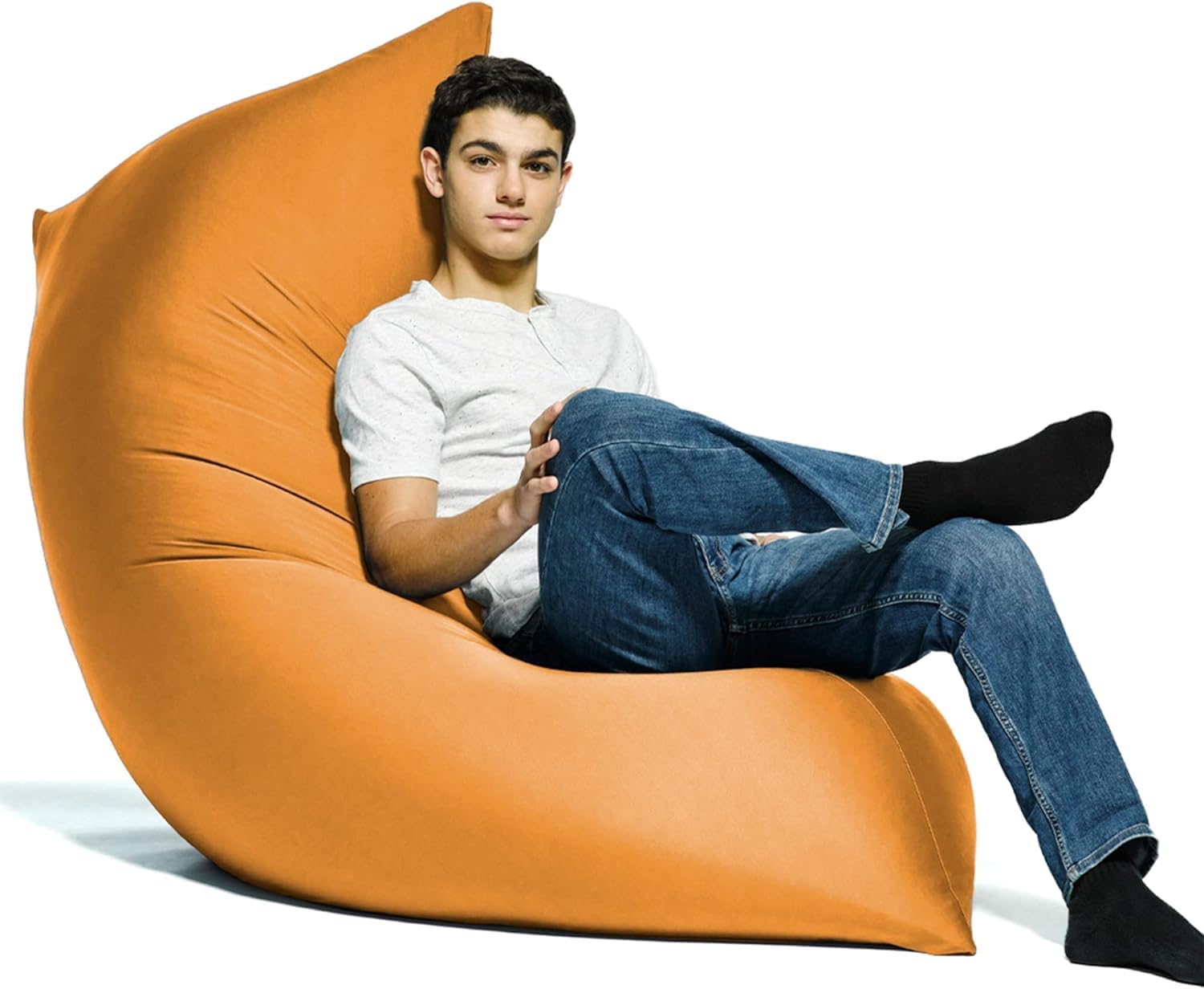 Zoola Max Cirus Outdoor Waterproof Bean Bag Chair, Orange, Large, Adults