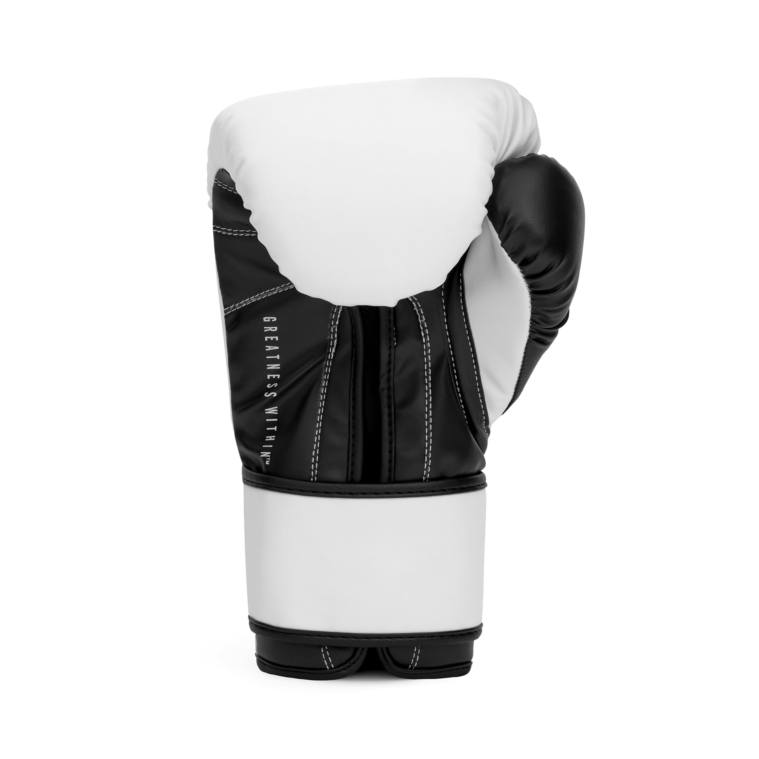 Everlast Powerlock OG 12 oz Gants de Boxe (Blanc/Noir), pour Sac, Mitaines et Sparring, Fermeture Auto-agrippante, Mousse avancée, Prise Ergonomique – Équipement Everlast Authentique