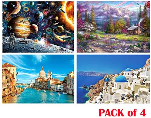 Jigsaw Puzzles Pack of 4 - Each 1000PCs, Joopee Puzzle for Adults Kids - Educational Intellectual Decompressing Fun Family Game (Landscape)