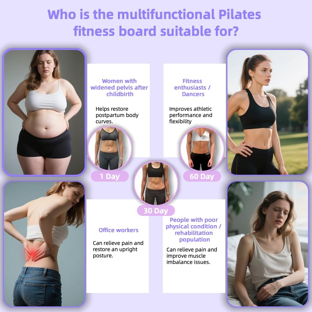 Pilates Board,Portable Home Gym for Women,Multifunctional Pilates Workout Equipment Include Ab Board, Ab Core Trainer,Resistance Bands,Abs Core Workout Equipment