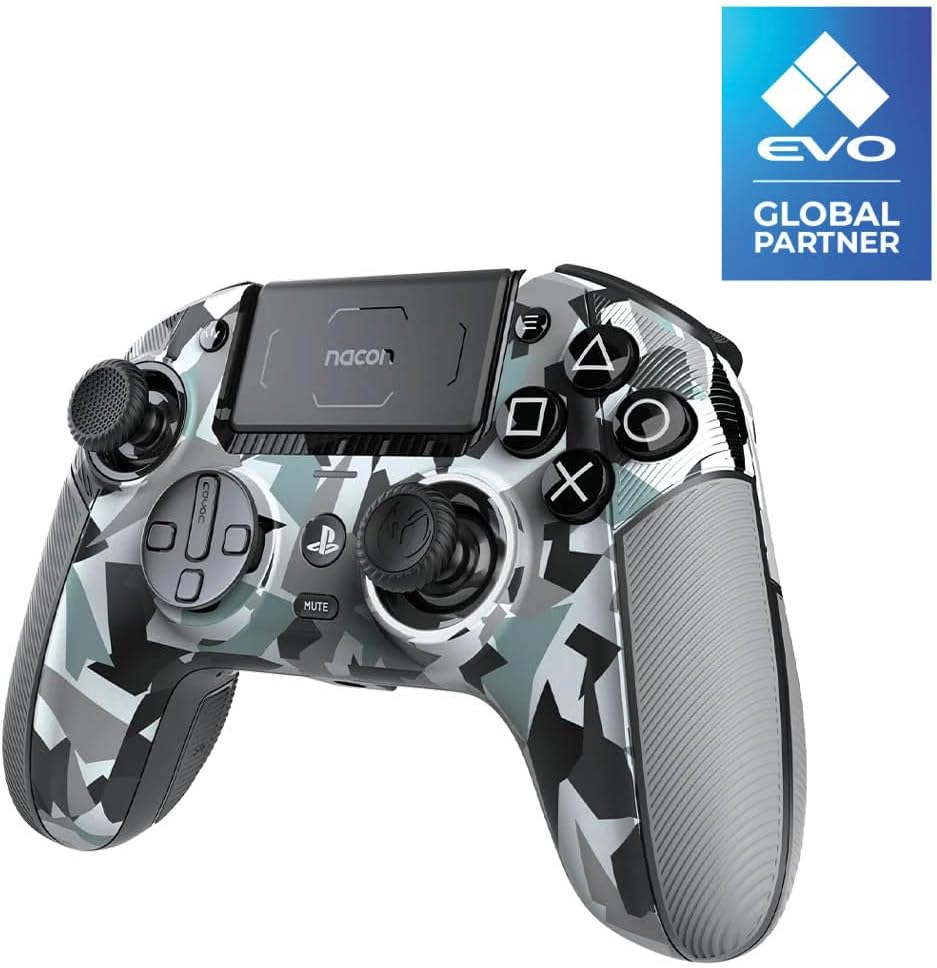 - NACON Revolution 5 Pro Officially Licensed PlayStation Wireless Gaming Controller for PS5 / PS4 / PC - Hall Effect, Trigger Stops, Mappable Buttons, Bluetooth Audio - Arctic Camo