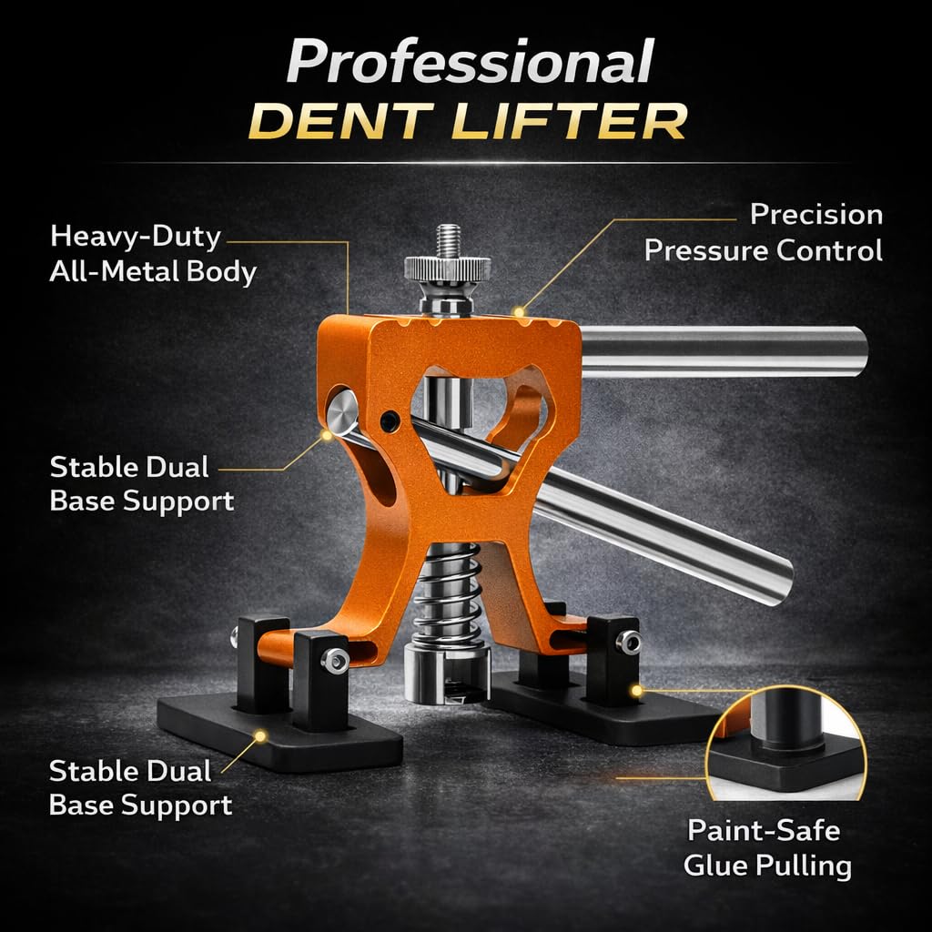 109PCS Paintless Dent Removal Kit, Auto Body Dent Removal Tools with Golden Lifter, Bridge Puller, Slide Hammer T-bar Dent Puller for Repair Door Ding, Creases and Hail Damage — view 2