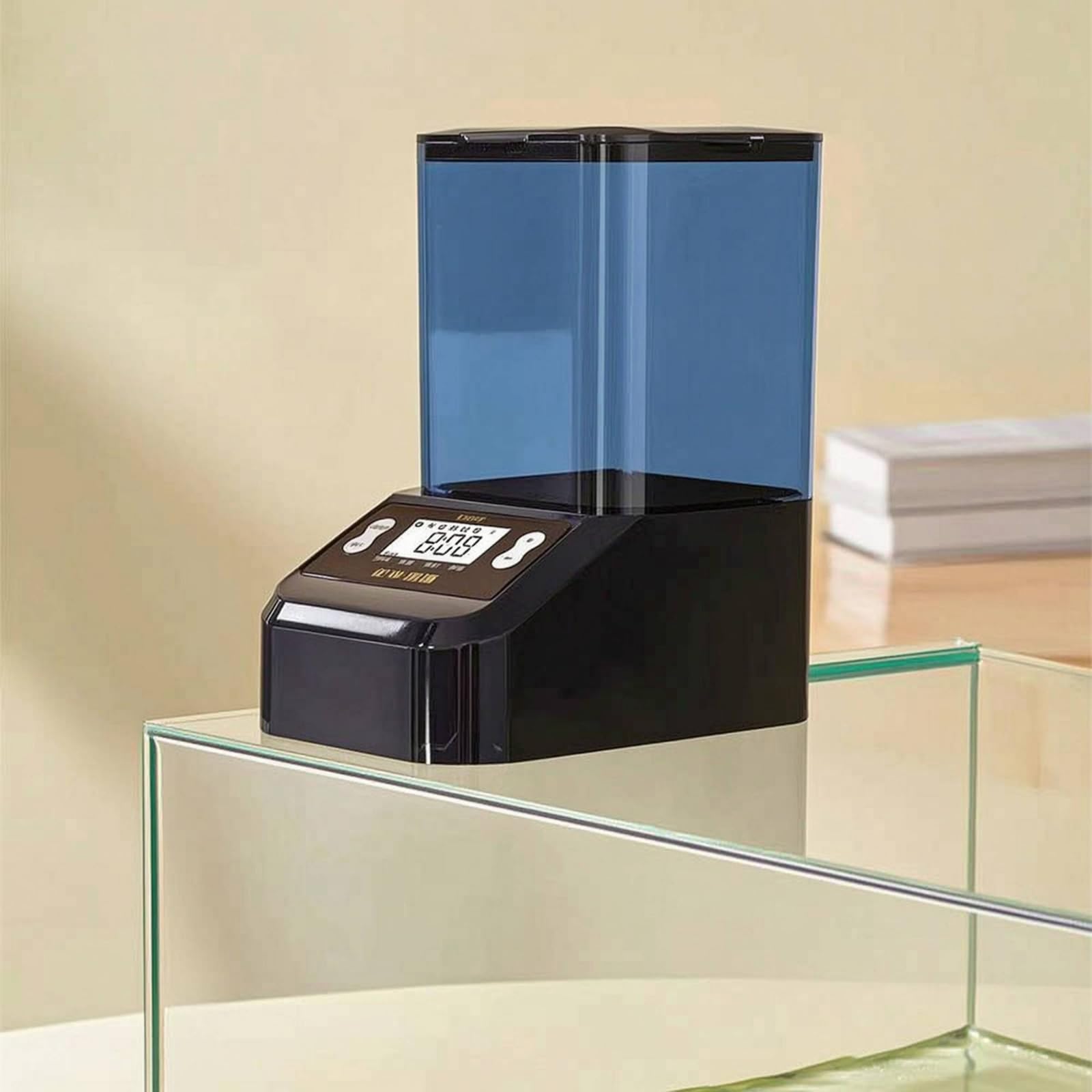 Alimentador Automático de Acuario con Control por Smartphone Dosificador Dispensador Comedero Cámara de y Soporte de Fijación Raciones Medidas y, Negro, 1000ml