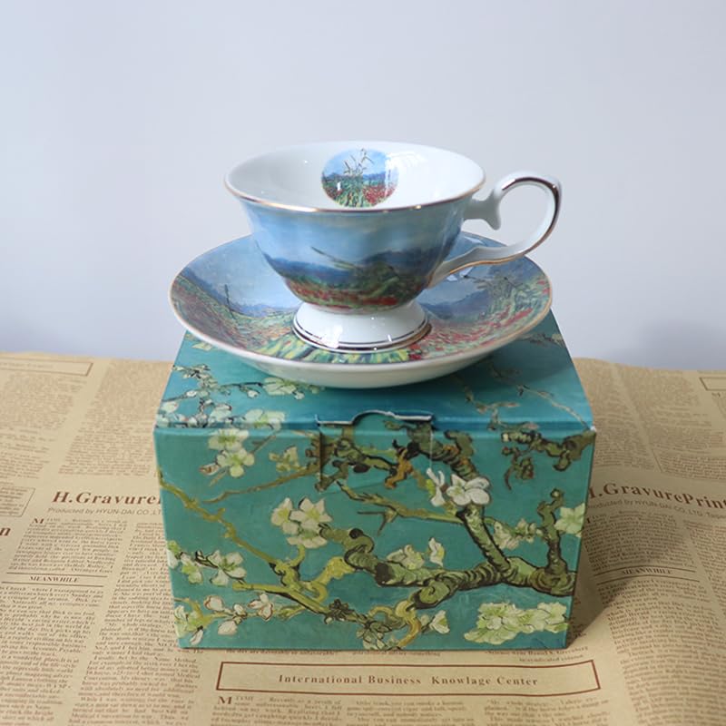 Handgefertigtes Kaffeetassen- und Untertassen-Set aus Keramik von Mohnfeldkeramik Kaffee-/Teetasse und Untertasse Teller Hafermilchbecher Hochzeitsgeschenk