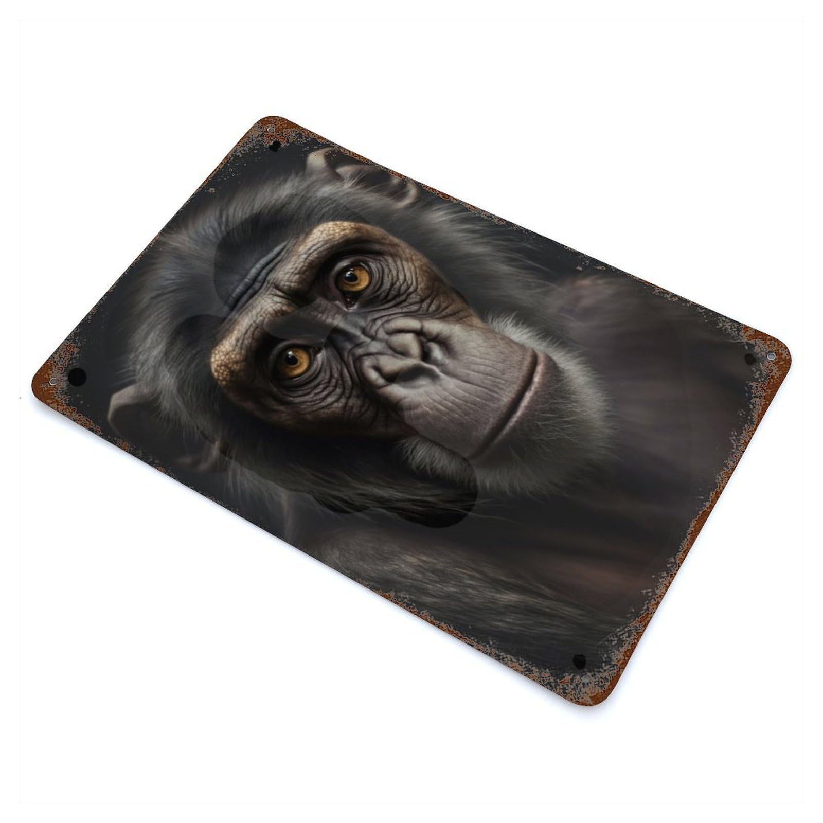Garage Style Monkey Portrait Rusty Metal Tin Sign 11.8"x7.9", Farmhouse Wall Decor for Bar And Workshop