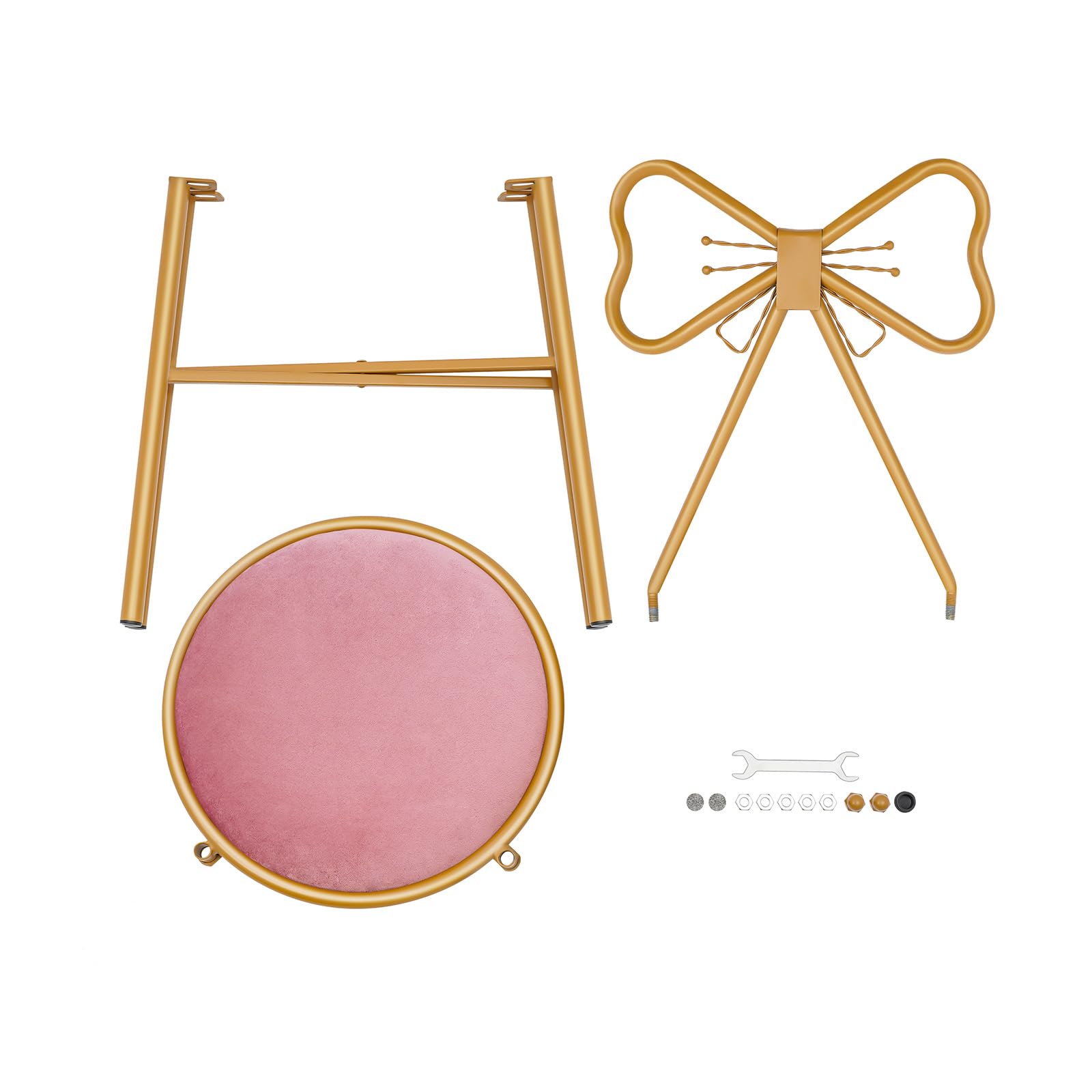 OUKANING Silla de mariposa clásica con respaldo, capacidad de carga de 100 kg, estructura de metal estable con asiento acolchado, silla decorativa para comedor, dormitorio y tocador (rosa oscuro)