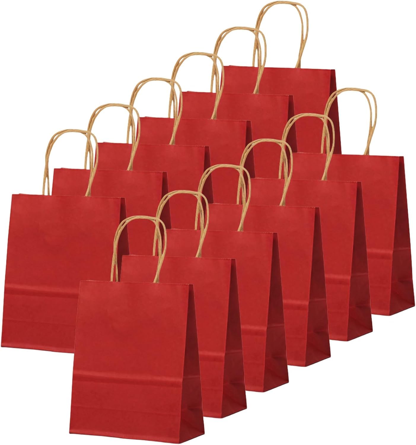 Paper Bags with Twisted Handles 120GSM Medium Birthday Christmas Shopping Grocery Takeway Party 25x20x10cm (Red, 60 Bags)