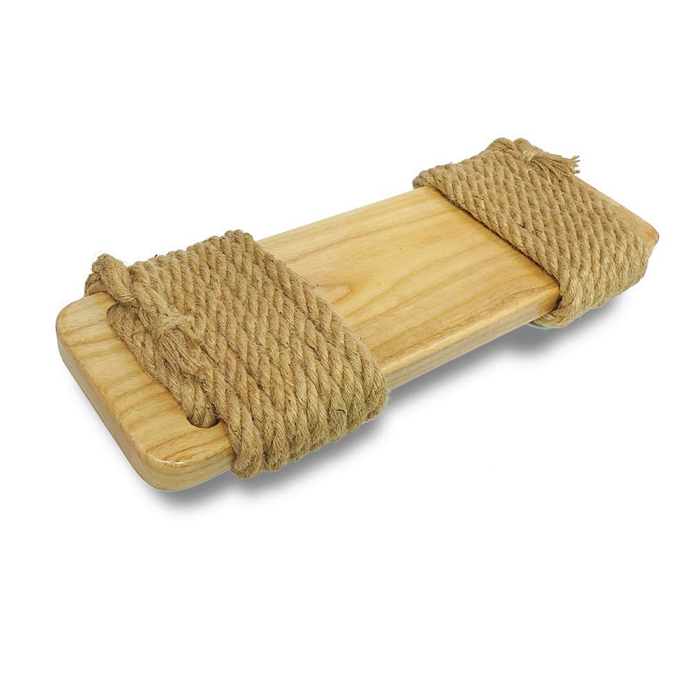 Aoneky Altalena in Legno di Olmo 60x20x3cm con Corda Canapa 3M, Carico 160KG - Sedile da Altalena per Giardino Bambino Adulto Esterno (Olmo)