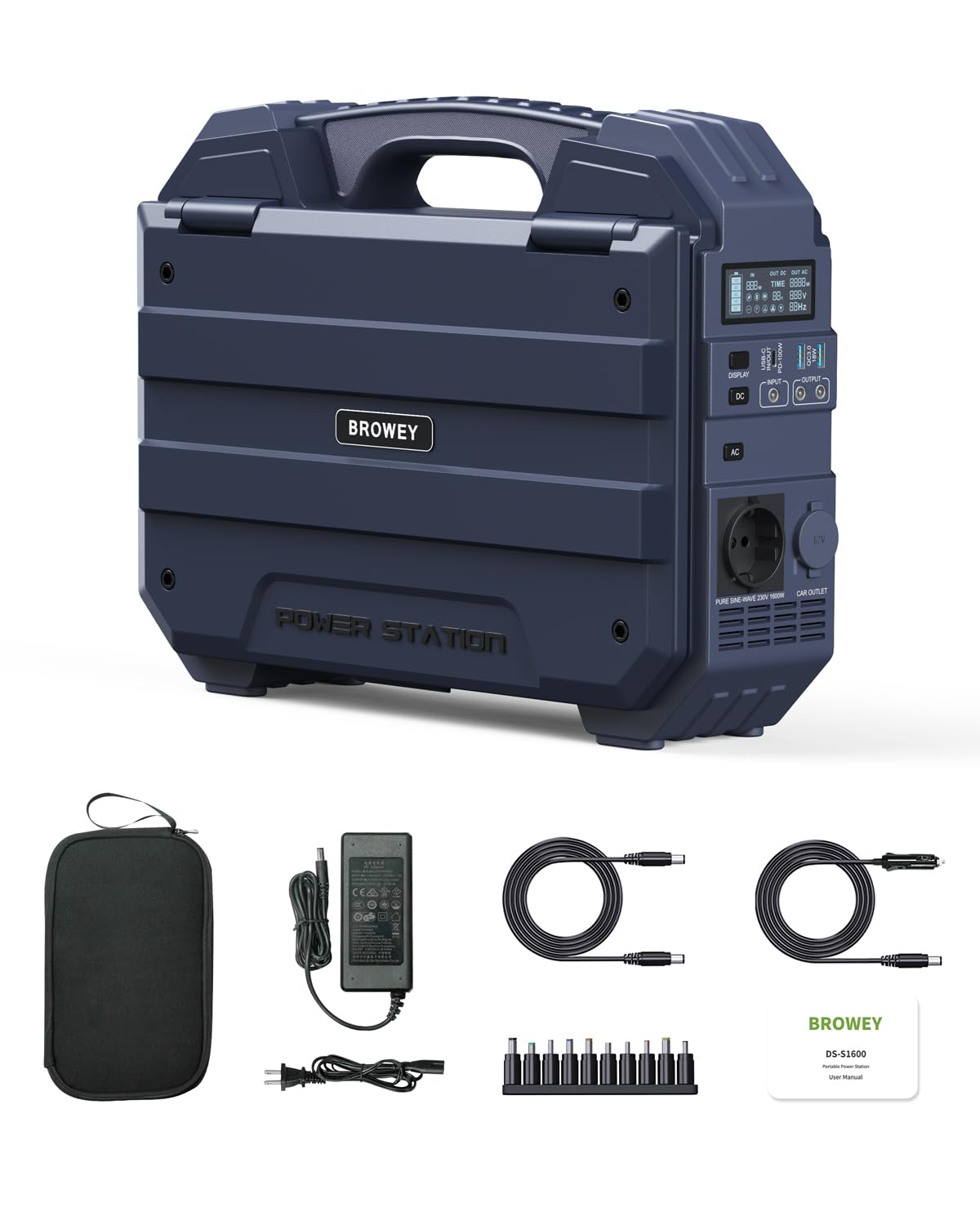 BROWEY Tragbare Power Station 1024Wh 1600W (3200W Spitze) mit integriertem 40W Solarpanel, 100W USB-C PD Ein-/Ausgang, Solar Generator mit LiFePO4 Batterie für Camping, Wohnmobil & Stromausfall