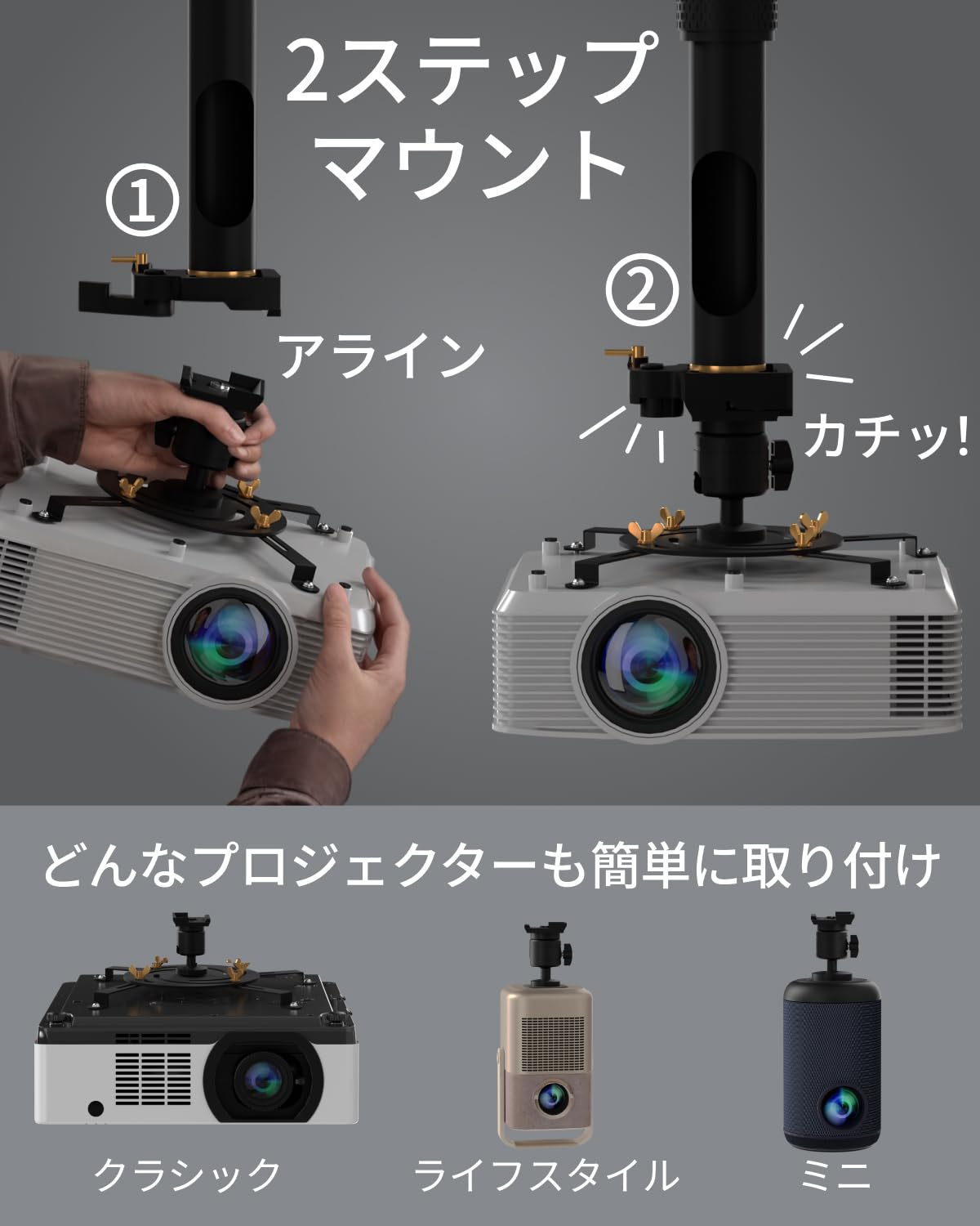 Amazon | ユニバーサルプロジェクターマウント - オフィスや家庭用ミニ