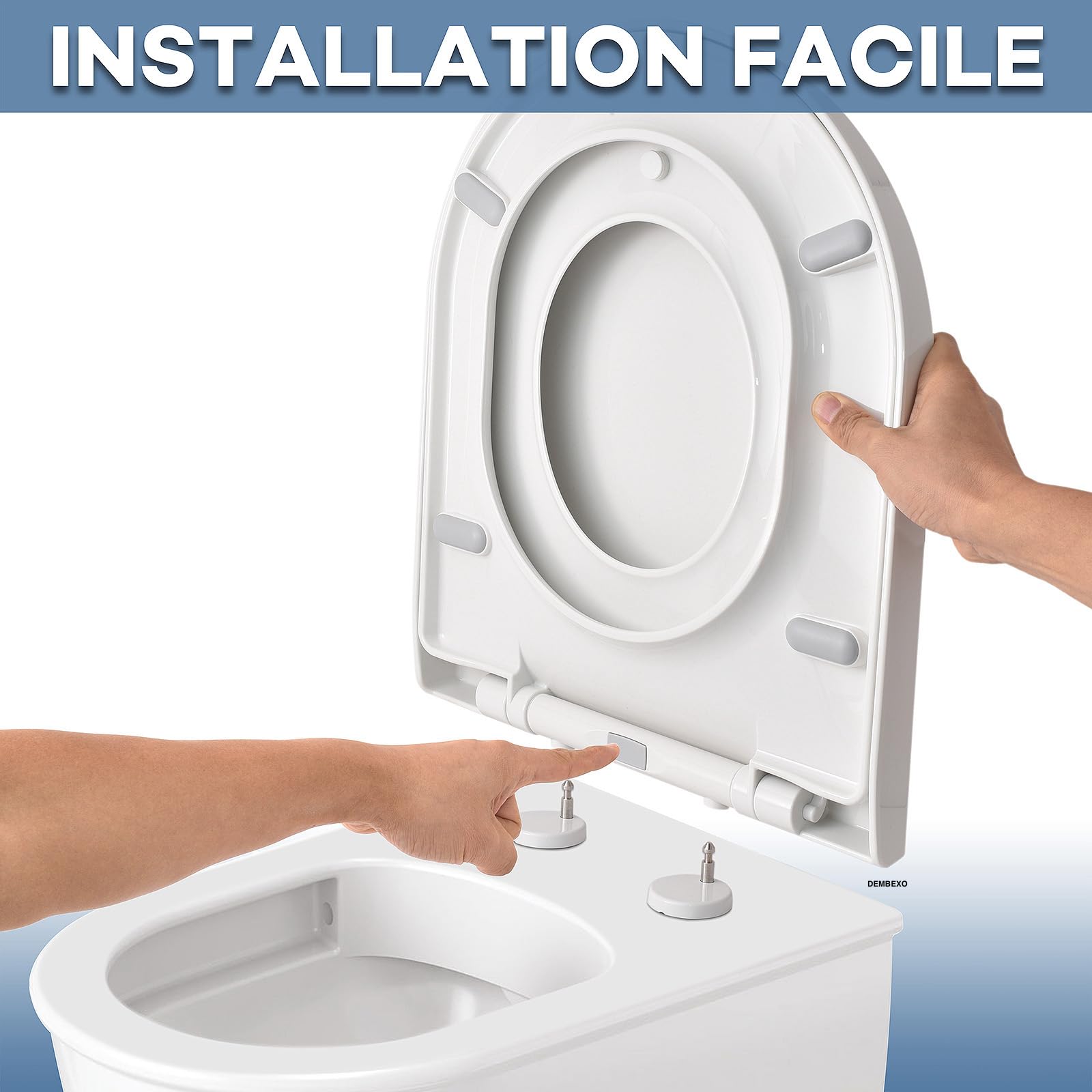 Abattant WC Familial avec Siège Enfant, Frein de chute, Lunette WC Familial pour Enfant et Adulte, Amovible en forme de D, Fermeture en Douceur, Démontage en un clic, nettoyage facile.