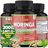 Organic Moringa Powder Capsules 3000mg with Ashwagandha, Ginger, Tulsi Extract | Multi Nutrition...