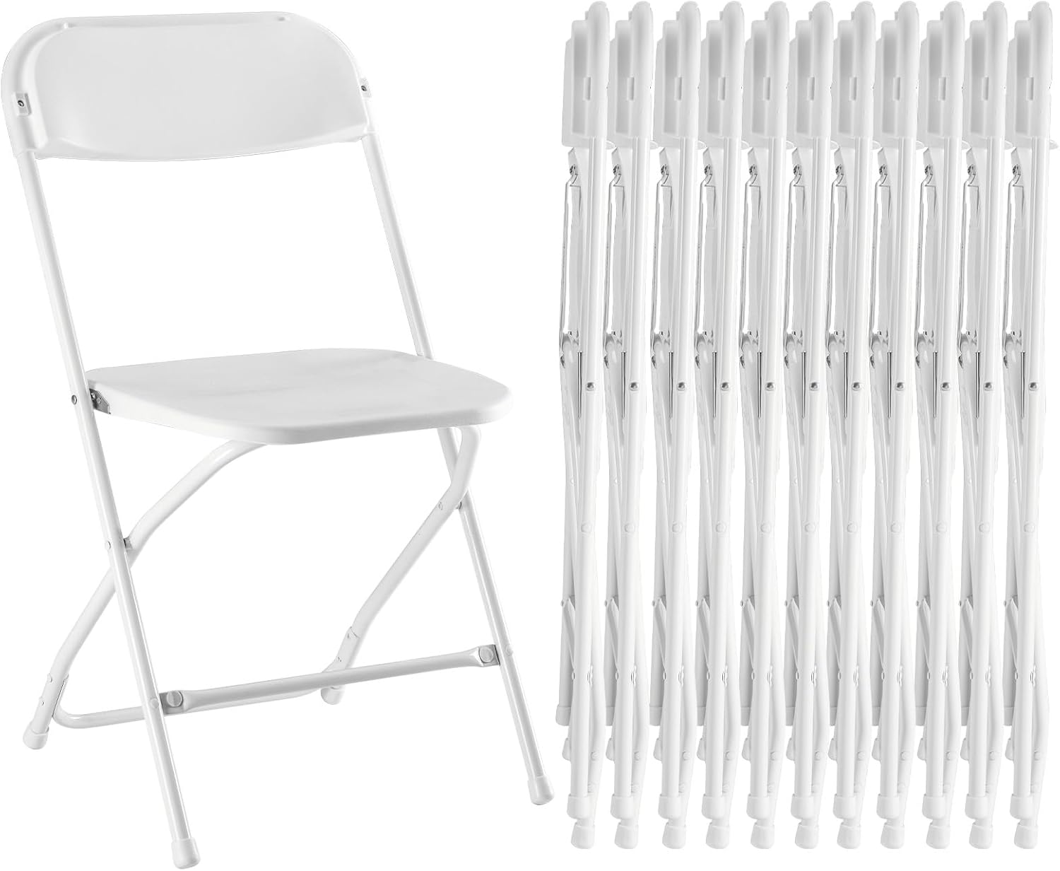 ((6 pcs))Sweetcrispy Folding Chair Plastic Foldable Chairs with 330-Pound Capacity, Sturdy Metal Portable Chair, Easy to Use and Store, Outdoor and Indoor, for Home, Office, Party, Comfy, White White 