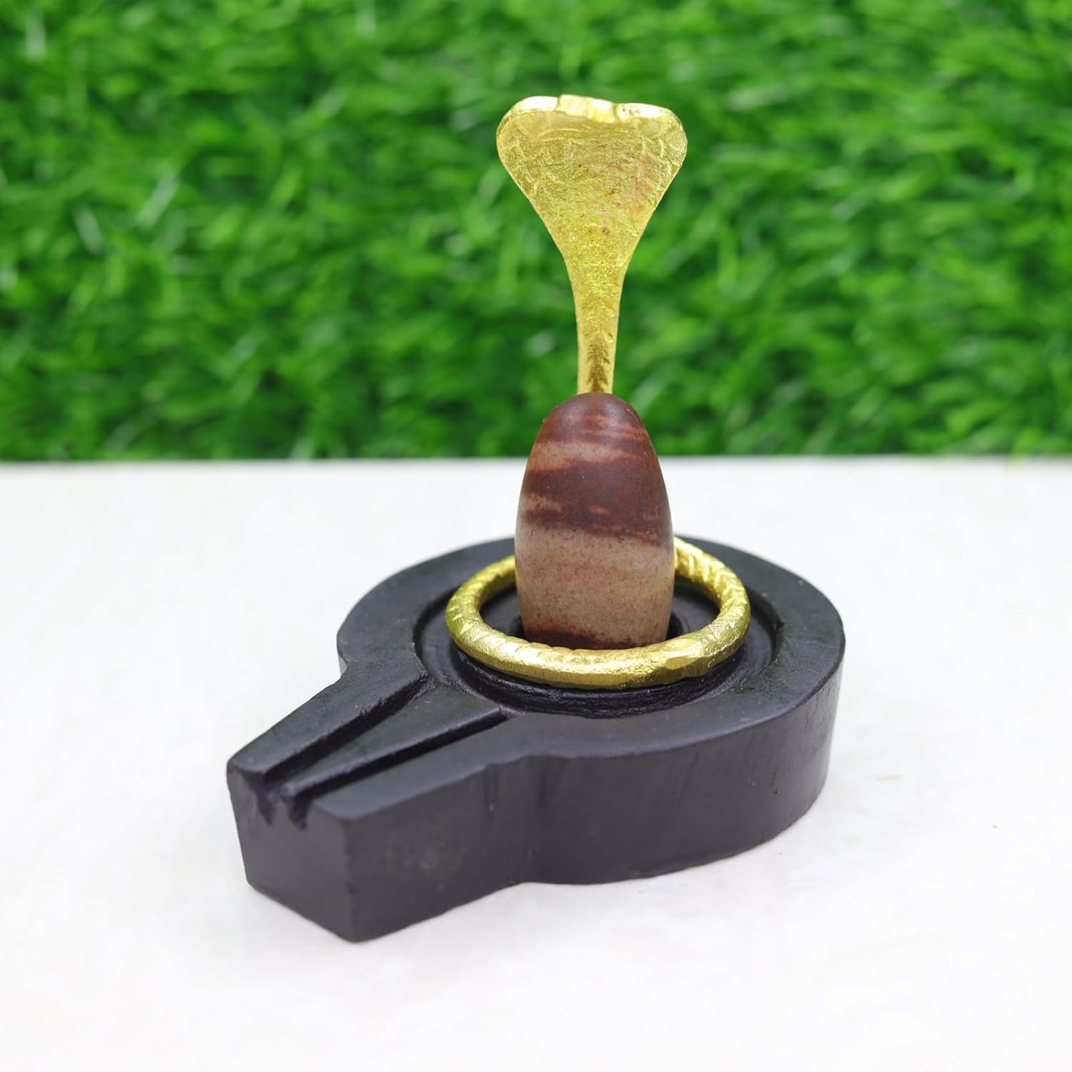 Original Narmadeshwar Shivling Narmada Stone Shivling with Jaladhari & Naag (Snake) Idol for Home Puja (1.5 Inch Shivling & 3 Inch Base)