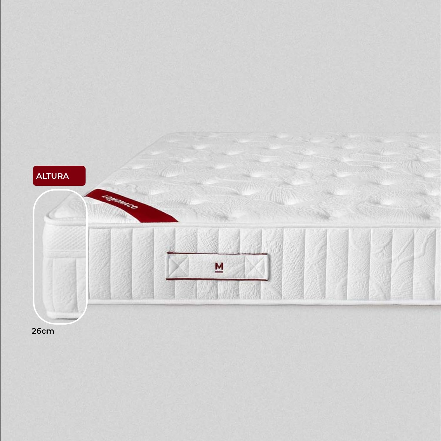 Colchón Natura Gold de LOMONACO 135 x 190 cm | Núcleo de Muelles Ensacados | Capa Viscoelástica Adaptable | Tejido Transpirable y Fibra Termorreguladora | Altura 26 cm
