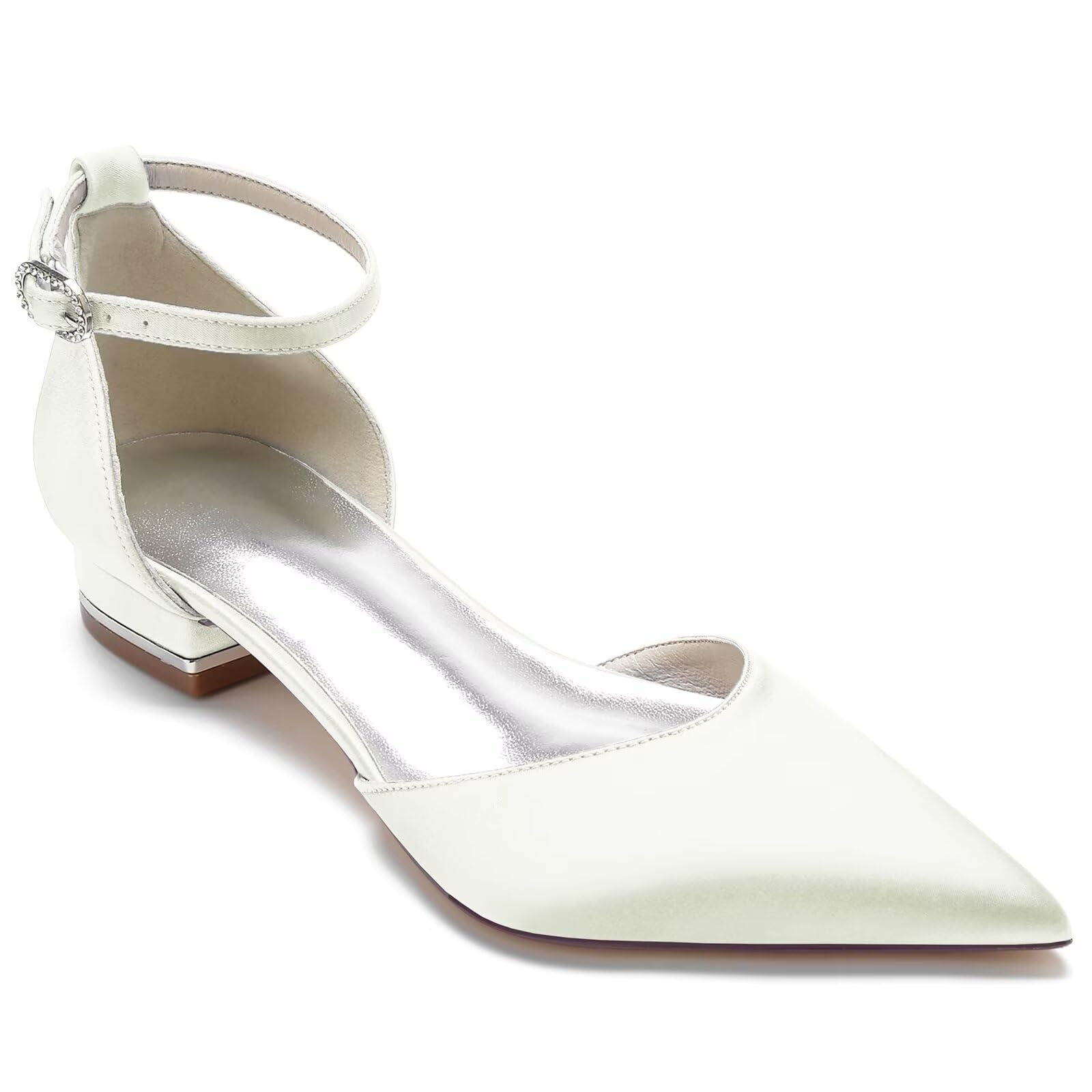 Scarpe da Sposa Basse con Tacco Basso, Punta a Punta, Cinturino alla Caviglia, comode, Casual, Formali, Ufficio Scarpe da Cerimonia,Sera