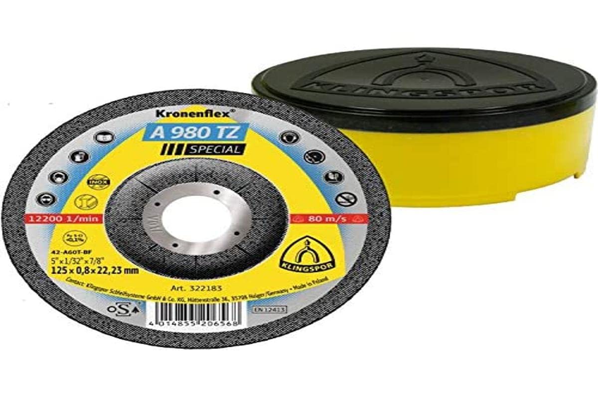 322183 Disco da taglio in acciaio inossidabile per taglio manuale, 125 mm x 0,8 mm x 22,23 mm, set da 1