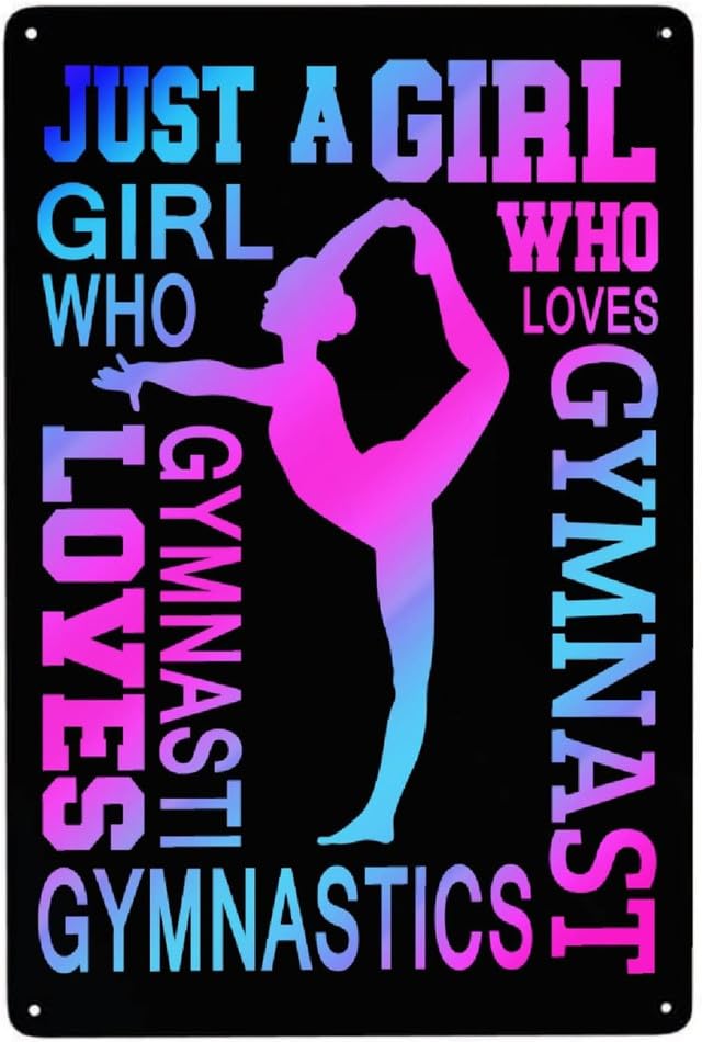 Geroclonup Just A Girl Who Loves Gymnastics Metal Tin Sign Wall Decor,Aluminum Metal Poster Sign Wall Art Decor For Home Coffee Wall Room Decor,Retro Metal Tin Sign Vintage Tin Sign-20x30cm