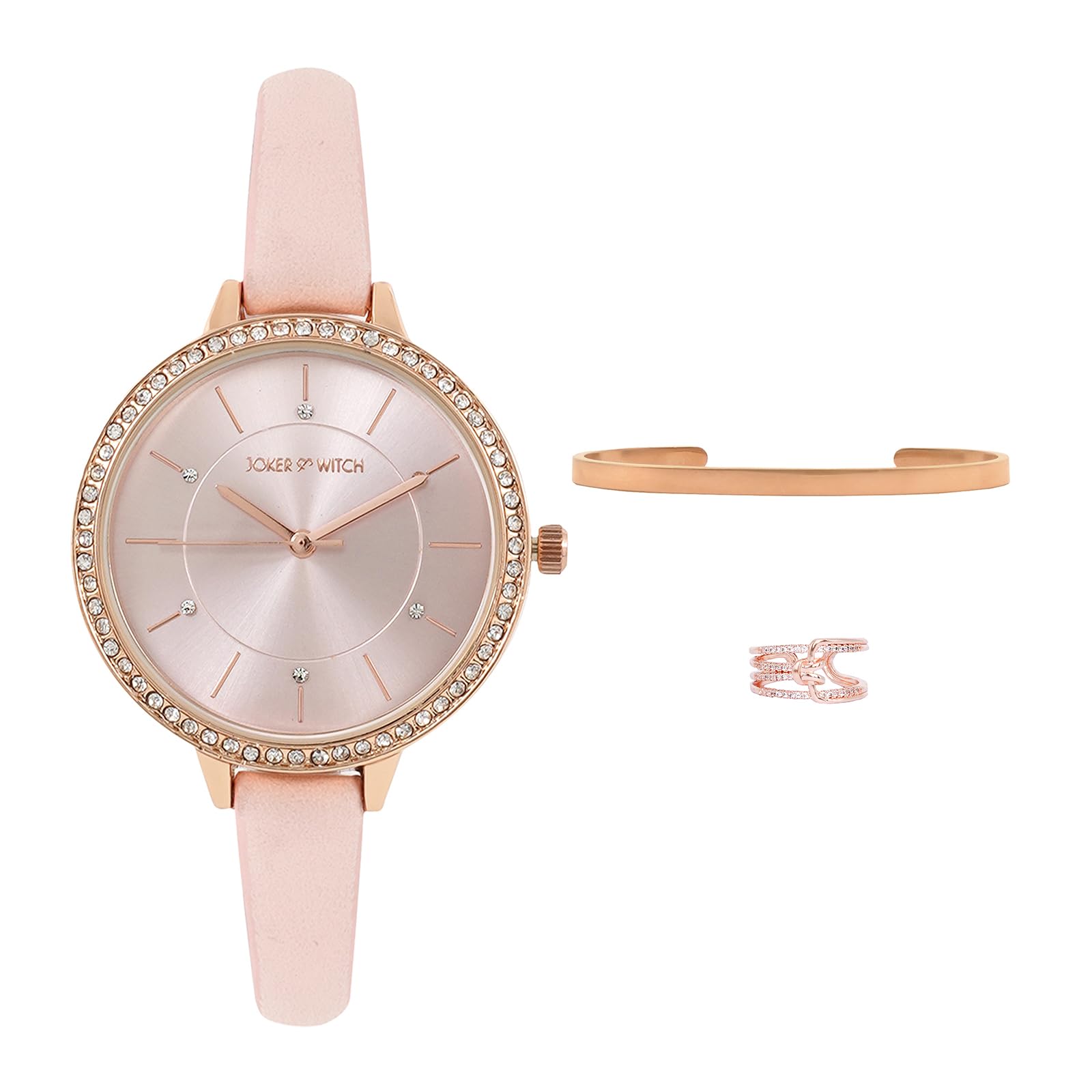 Joker & Witch Leather Women Pink Dial Flair Love Triangle Analogue Watch, Pink Band (B0C86426YY) Amazon Price History, Amazon Price Tracker