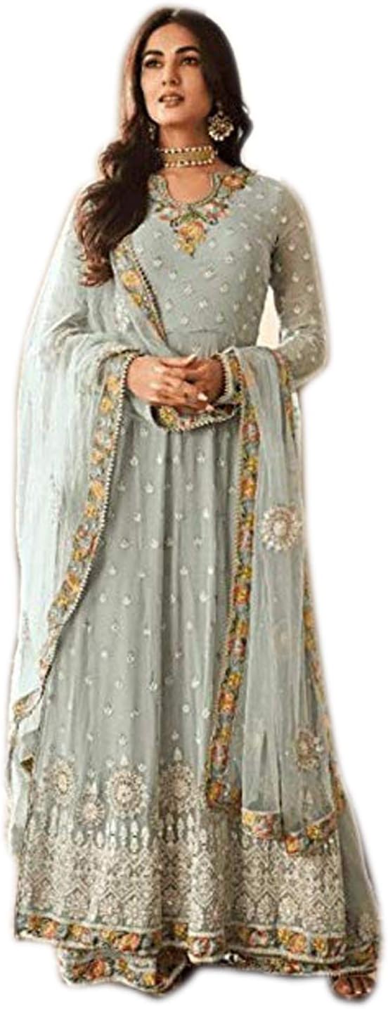 Sewn Salwar Kameez Sharara long Sleeves Indian Designer Shalwar Suit Party Wear Ready To Wear ethnic Heavy Foux Georgette Nazmeen Chiffon Dupatta